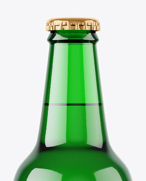 Green Glass Beer Bottle Mockup