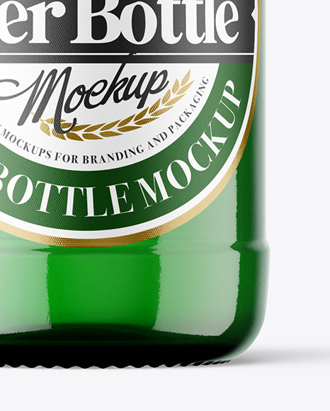 Green Glass Beer Bottle Mockup