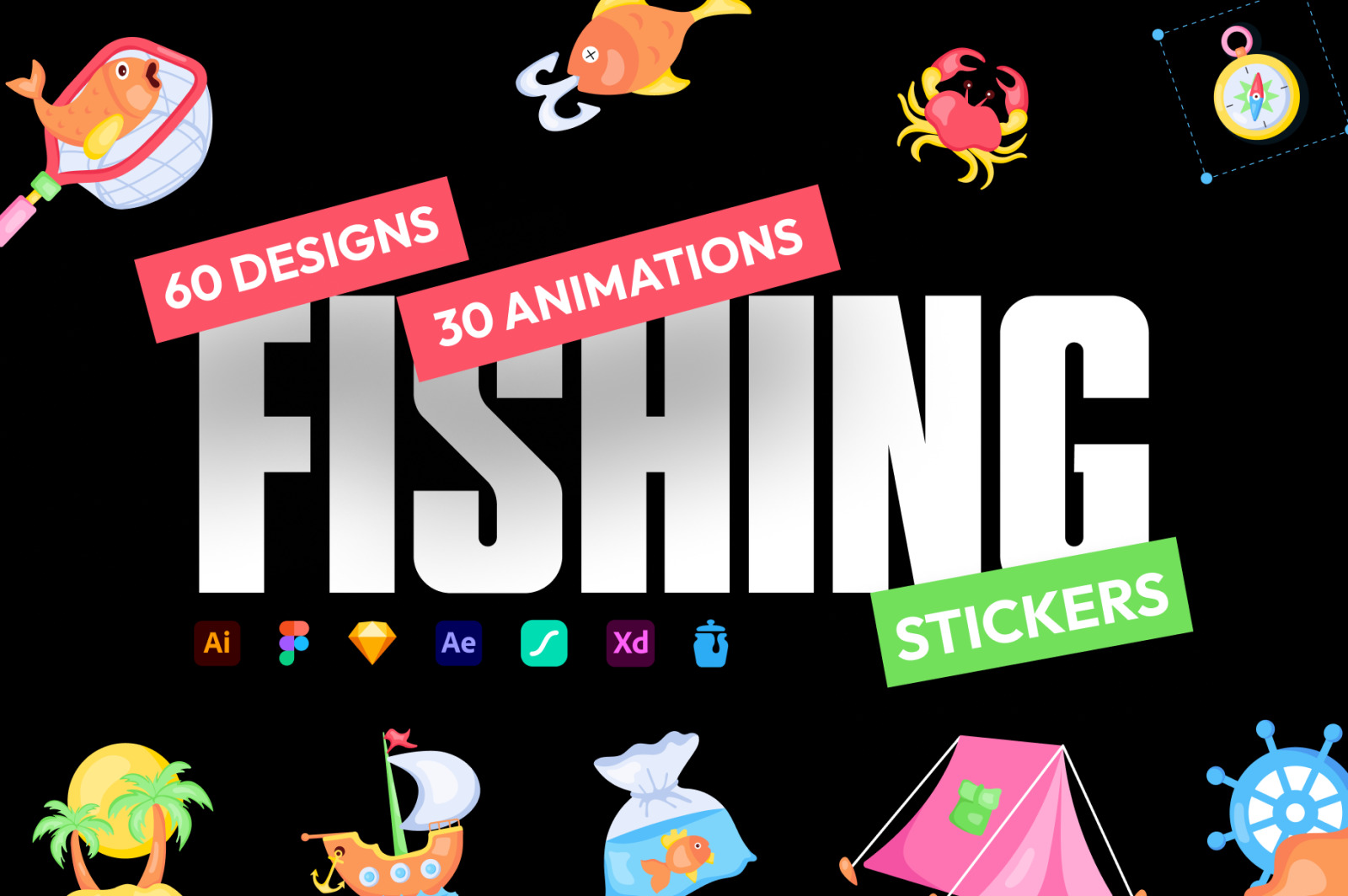 Animated Fishing Stickers