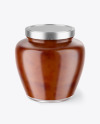 Glass Jar With Peach Jam Mockup