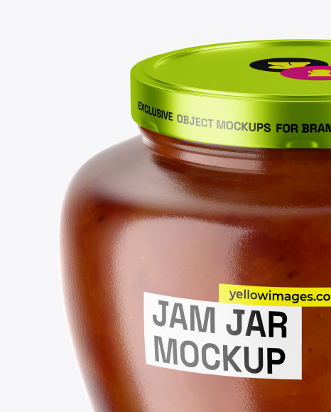 Glass Jar With Peach Jam Mockup