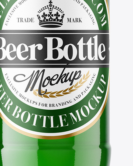 Green Glass Beer Bottle Mockup
