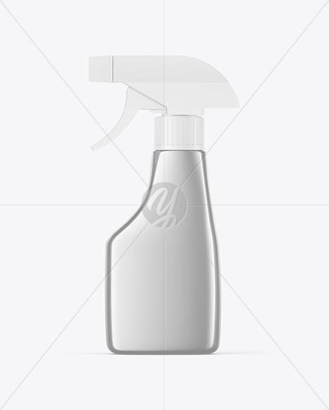 Glossy Metallic Spray Bottle Mockup