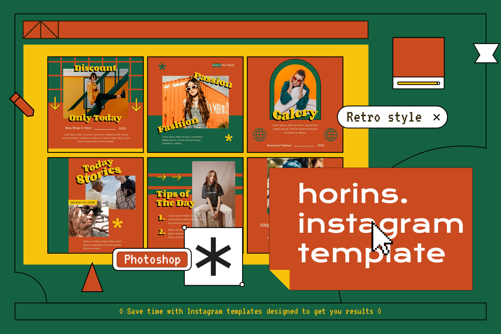 Horins Retro Style Instagram Templates Horins Retro Style Instagram Templates