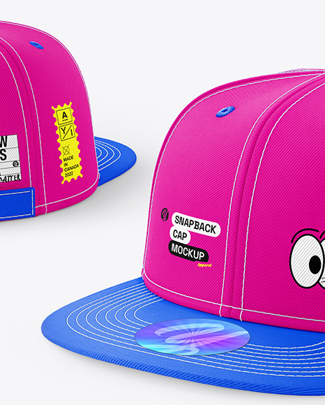 Two Snapback Caps Mockups