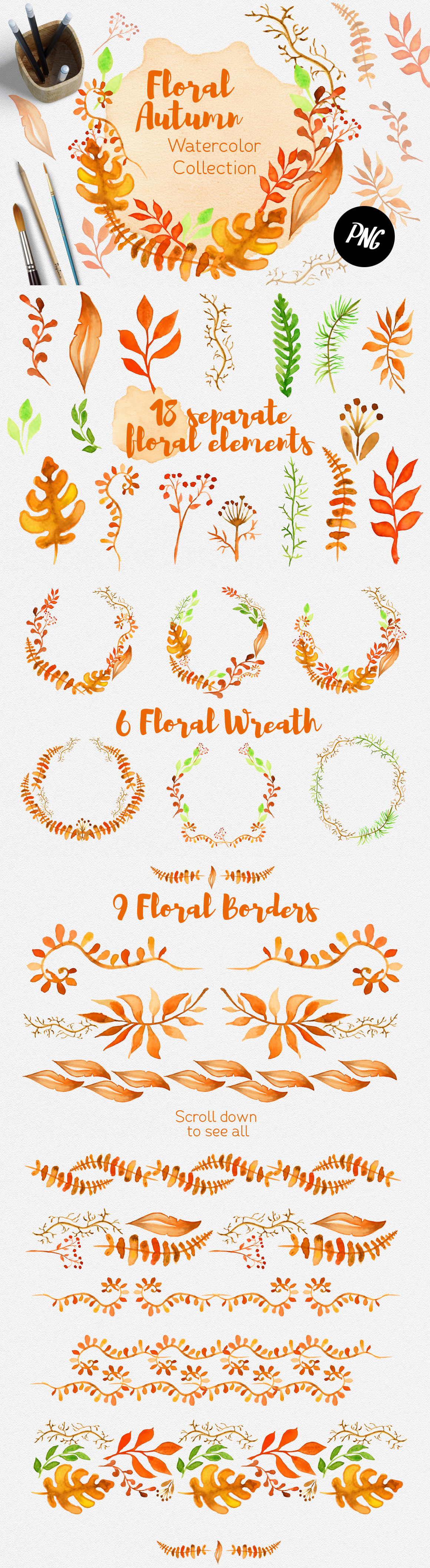 Fall Watercolor clipart Autumn Fall Watercolor clipart Autumn