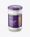 Clear Glass Jar with Garlic Sauce Mockup (High-Angle Shot)