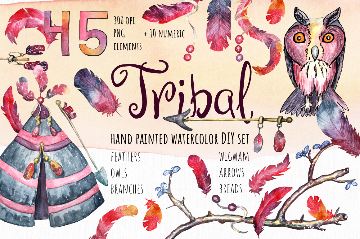 Watercolor Tribal set Watercolor Tribal set