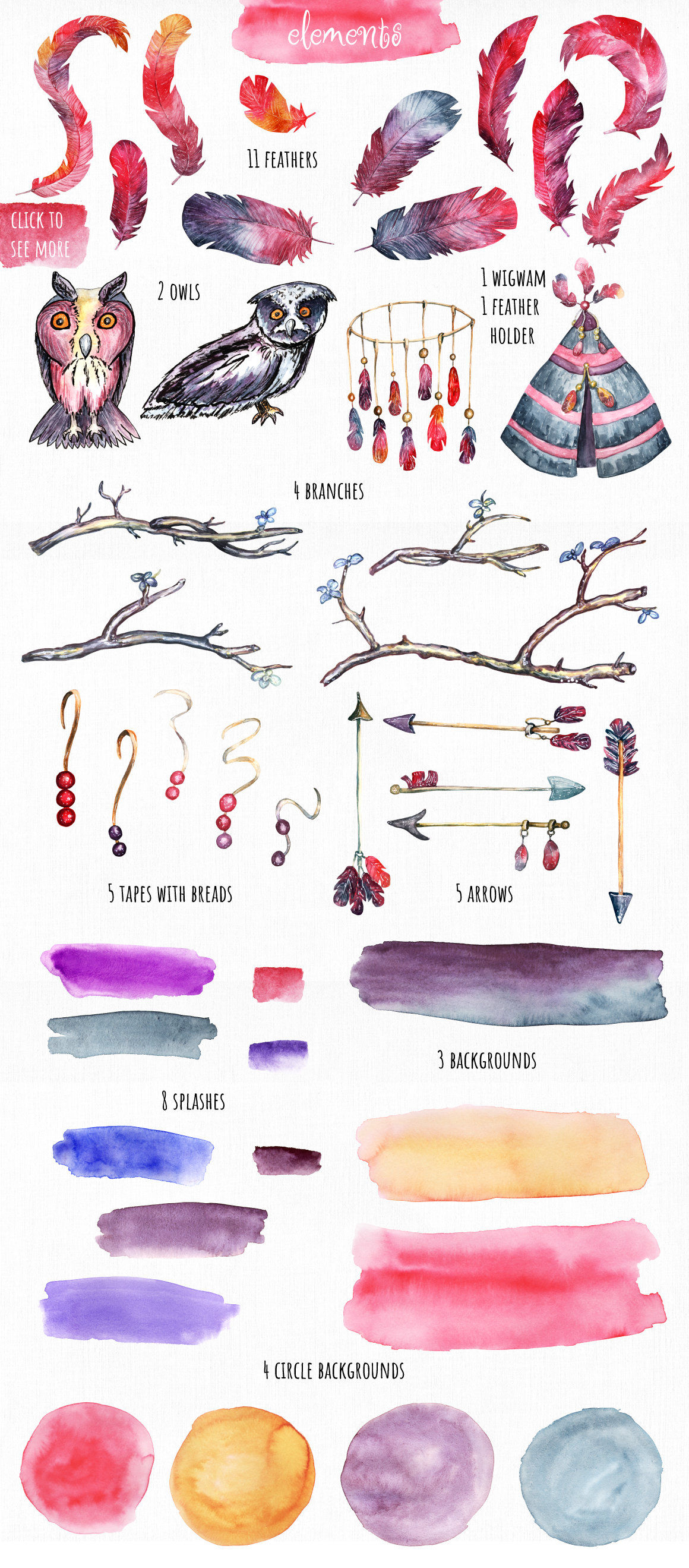 Watercolor Tribal set Watercolor Tribal set