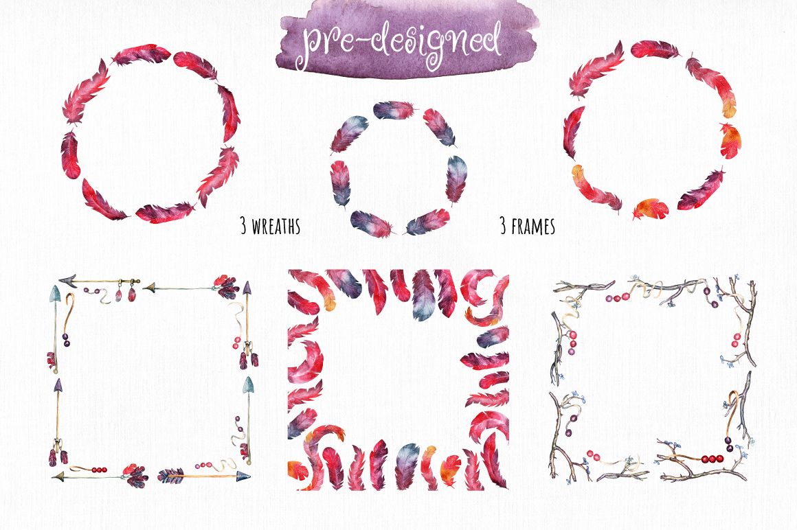Watercolor Tribal set Watercolor Tribal set