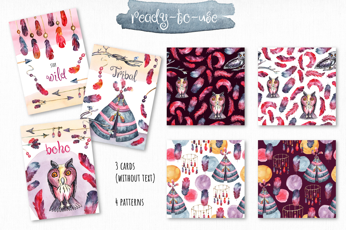 Watercolor Tribal set Watercolor Tribal set