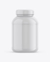 Glossy Plastic Protein Jar Mockup - Front View