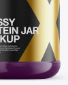 Glossy Plastic Protein Jar Mockup - Front View