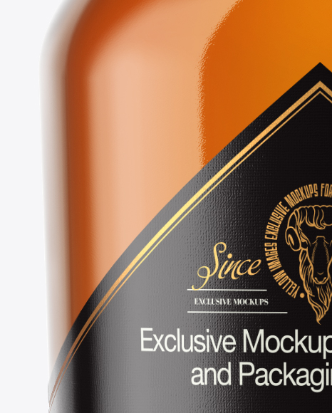 Clear Glass Bottle with Whiskey Mockup