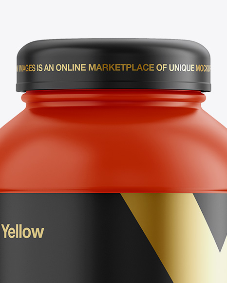 Matte Plastic Protein Jar Mockup - Front View