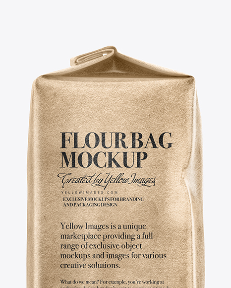 Kraft Flour Bag Mockup - Front &amp; Side View