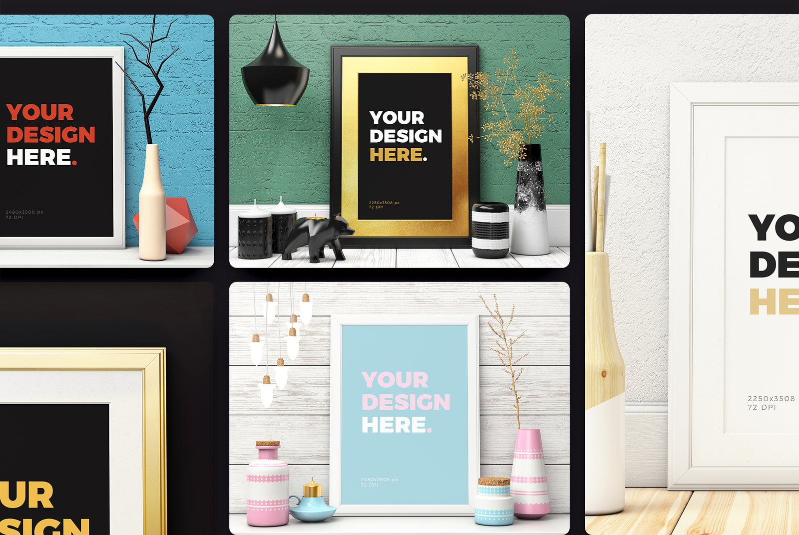 7 Custom Frames mockups of posters