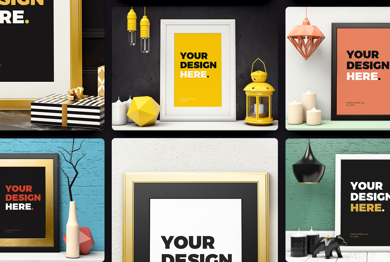 7 Custom Frames mockups of posters