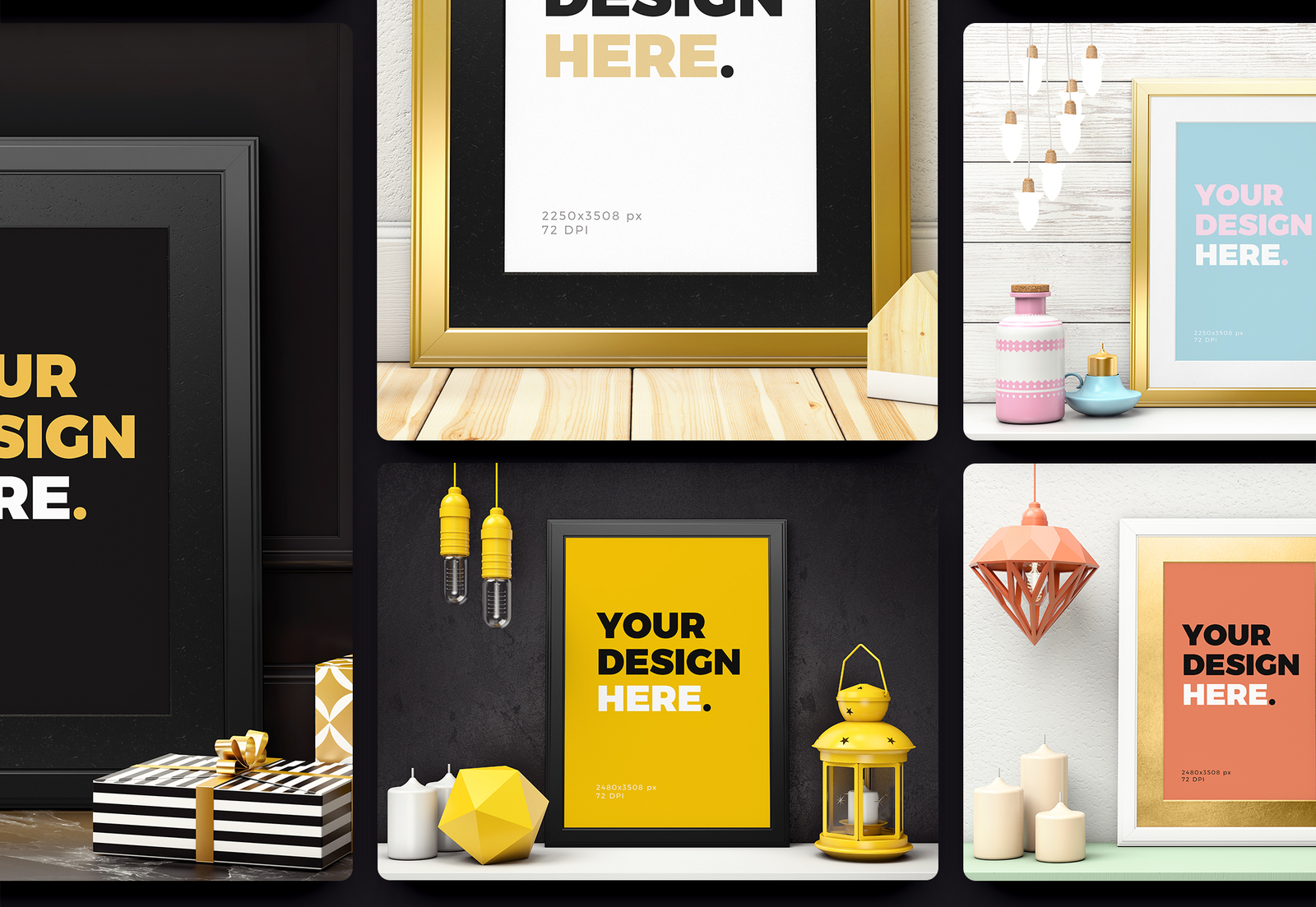 7 Custom Frames mockups of posters