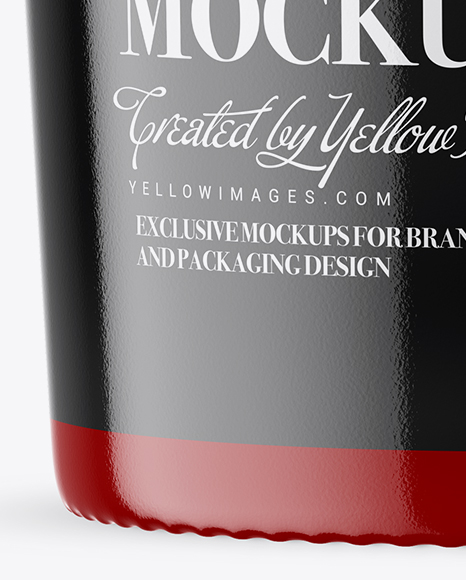 Glossy Sauce Jar Mockup - Front View Glossy Sauce Jar Mockup - Front View
