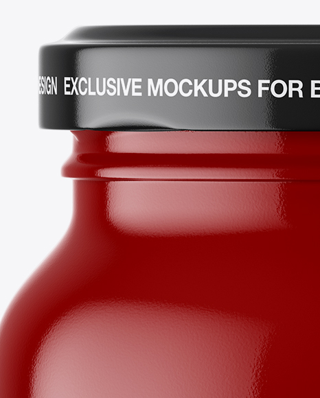 Glossy Sauce Jar Mockup - Front View Glossy Sauce Jar Mockup - Front View