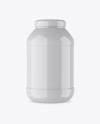 Glossy Protein Jar W/ Shrink Sleeve Mockup