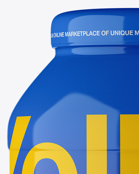 Glossy Protein Jar W/ Shrink Sleeve Mockup