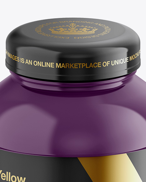 Glossy Plastic Protein Jar Mockup - Front View (High-Angle Shot)