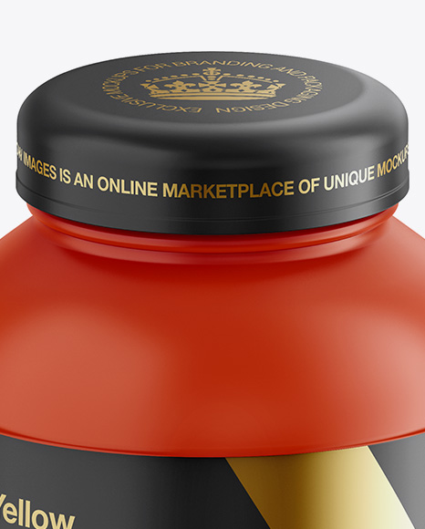 Matte Plastic Protein Jar Mockup - Front View (High-Angle Shot)