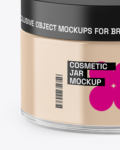 Clear Glass Cosmetic Jar Mockup