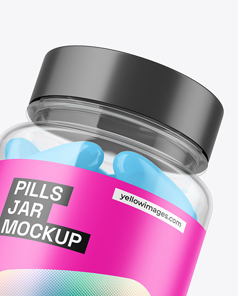 Clear Jar with Soft Gel Capsules Mockup