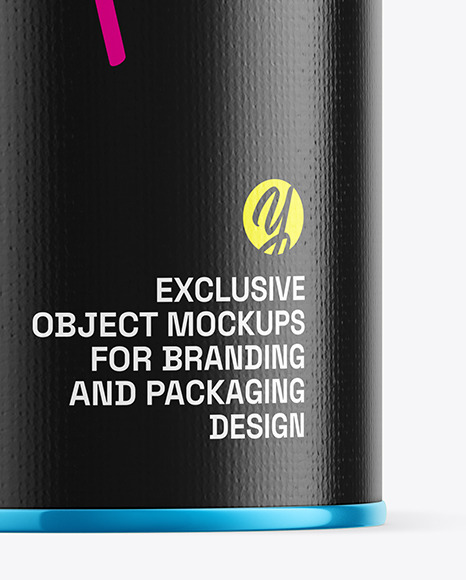 Glossy Metallic Paint Can Mockup