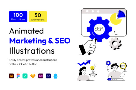 Marketing and SEO Illustration Set - Advertisement