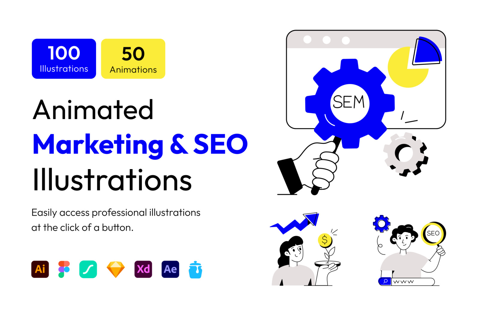 Marketing and SEO Illustration Set