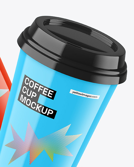 Two Glossy Coffee Cups Mockup