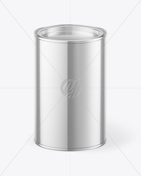 Glossy Metallic Paint Can Mockup