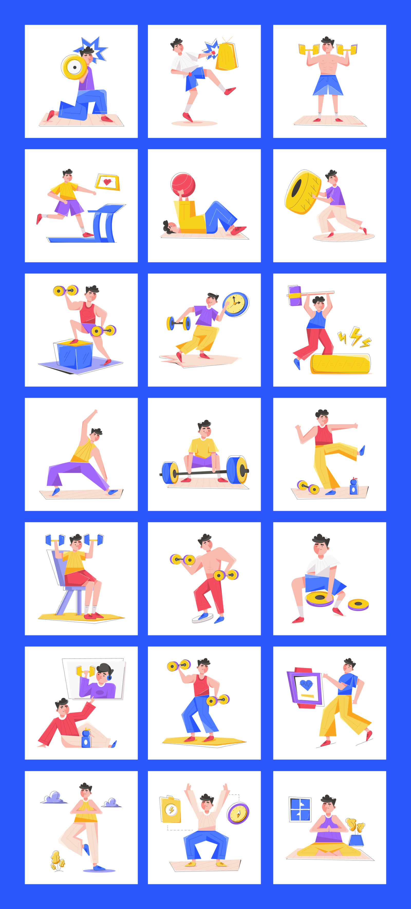 Animated Fitness Illustration Set