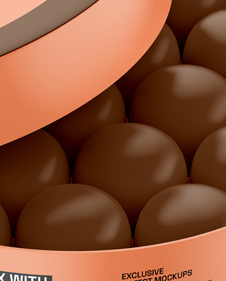 Round Box of Chocolate Sweets Mockup