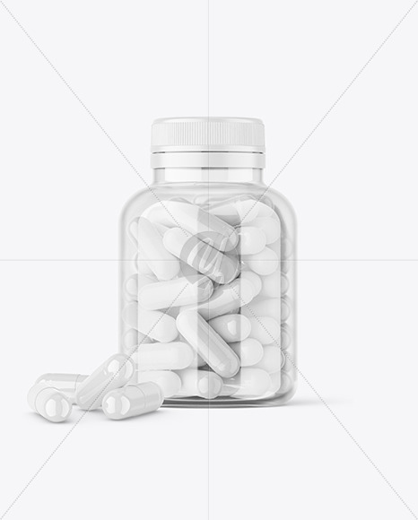 Clear Jar with Capsules Mockup