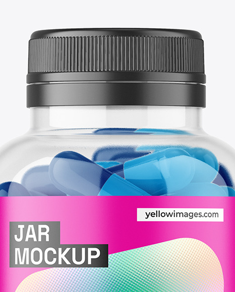 Clear Jar with Capsules Mockup