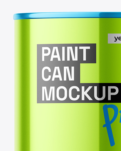 Glossy Metallic Paint Can Mockup