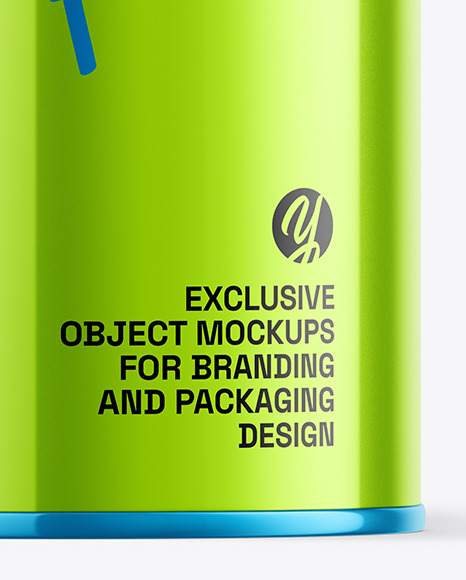 Glossy Metallic Paint Can Mockup