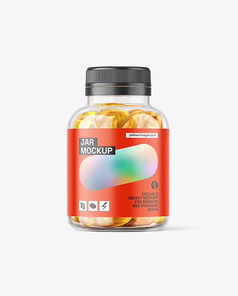 Clear Jar with Fish Oil Mockup