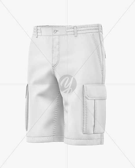 Cargo Shorts Mockup - Front Half Side View