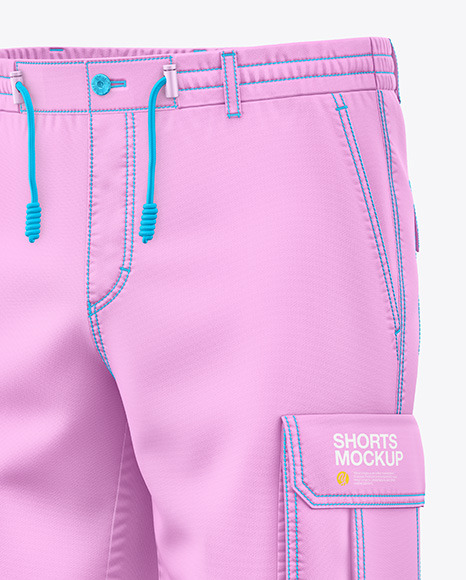 Cargo Shorts Mockup - Front Half Side View