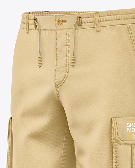 Cargo Shorts Mockup - Front Half Side View