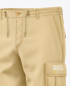 Cargo Shorts Mockup - Front Half Side View