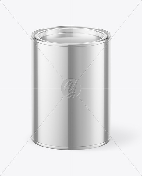 Glossy Metallic Paint Can Mockup