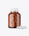 Amber Jar with Pills Mockup