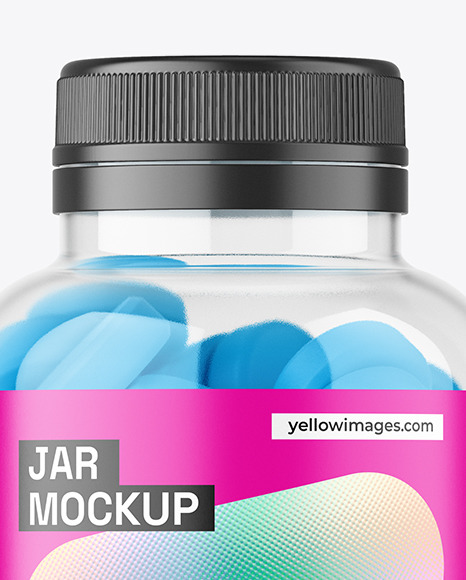 Clear Jar with Tablets Mockup